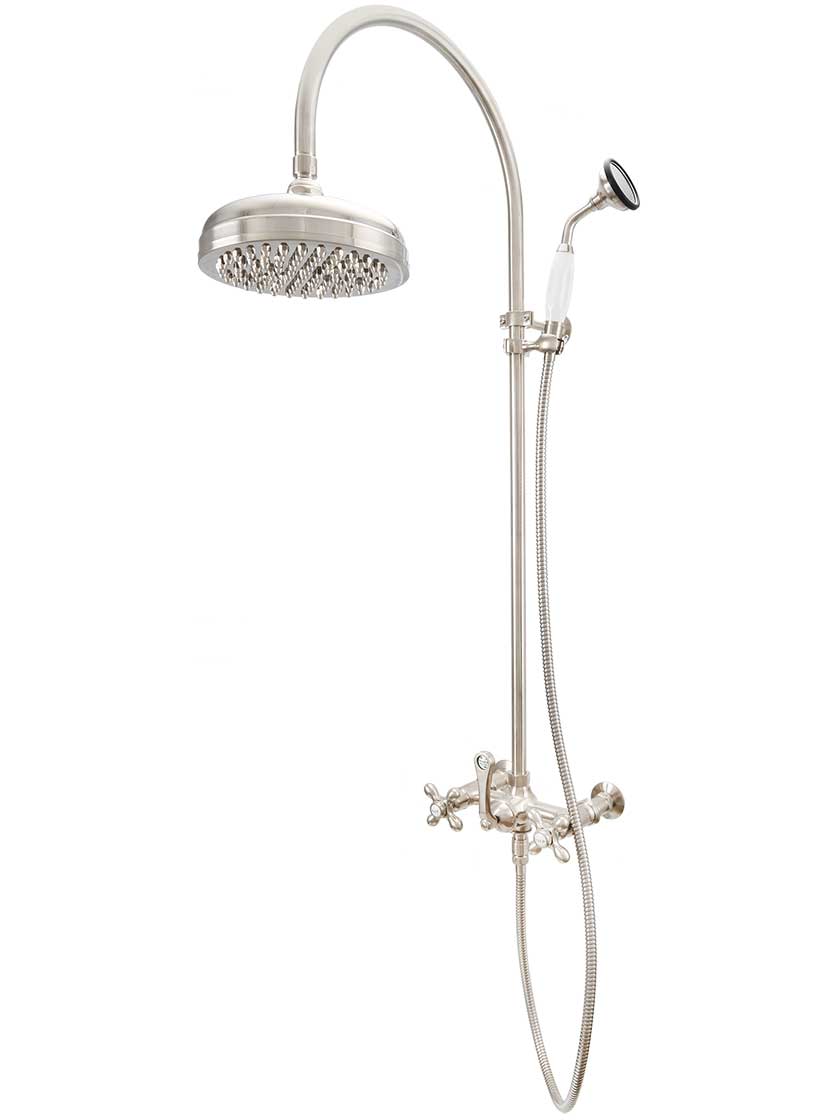 Shasta Exposed WallMount Shower Faucet with American Cross Handles
